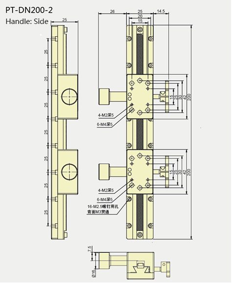 PT-DN100手動平移臺 X軸燕尾式導(dǎo)軌位移臺 單軸精密齒輪齒條滑臺
