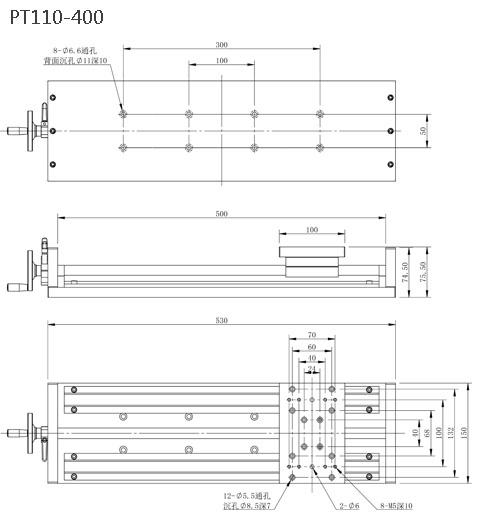 PT110直線滑臺(tái)XYZ滑臺(tái)導(dǎo)軌滾珠桿手輪手搖鋁托軌鋁合金