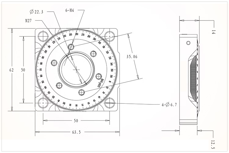 手動(dòng)旋轉(zhuǎn)鏡架360度分度臺(tái)光學(xué)實(shí)驗(yàn)室透鏡調(diào)整架 PT-SD92